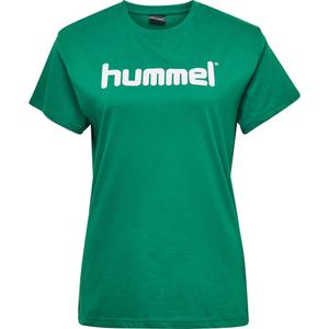 203518-6140-t-shirt-femme-hummel-cotton-logo-vert-blanc