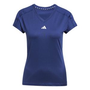 jc9567-t-shirt-col-v-femme-adidas-aeroready-essentials-dkblue-white