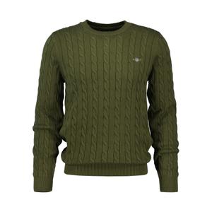 8050601-303-pull-col-rond-en-maille-de-coton-torsadee-gant-moss-green