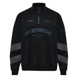 229998-2129-sweatshirt-demi-zip-oversize-hummel-black-ebony