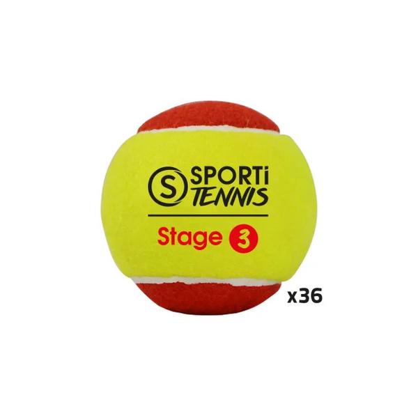 012053-sachet-de-36-balles-de-tennis-sporti-stage-3-jaune-rouge-tu