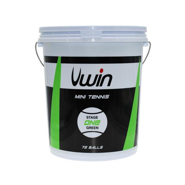 uwb110-balle-de-tennis-avec-seau-de-72-balles-uwin-stage-1-vert-tu