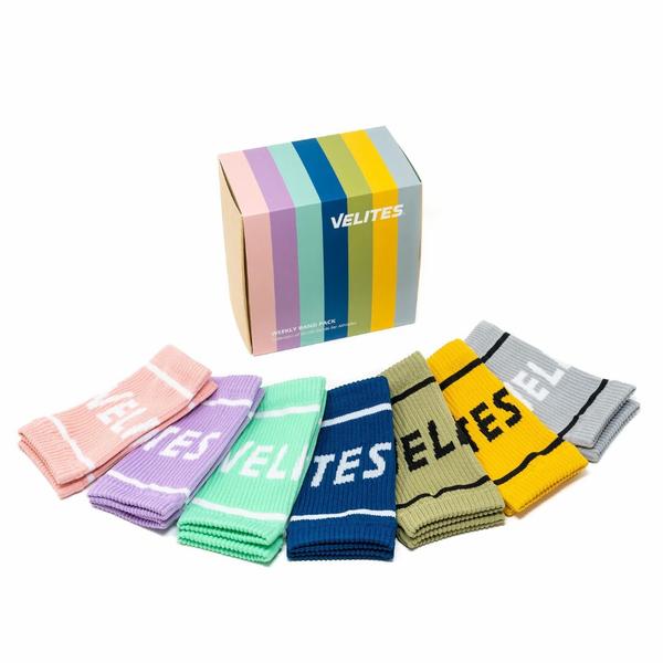 weekly-band-pack-lot-de-poignet-eponge-hebdomadaire-velites-gris-bleu-vert-menthe-rose-moutarde-olive-violet-tu